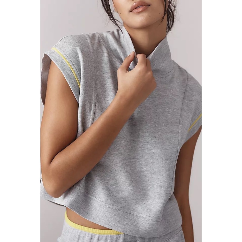 Anthropologie Daily Practice Womens Mock Neck Athleisure Muscle Tank Grey XS